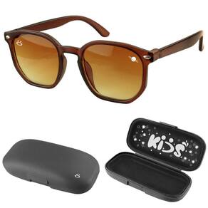 oculos sol infantil retro proteção uv marrom + case qualidade premium menino presente criança verão