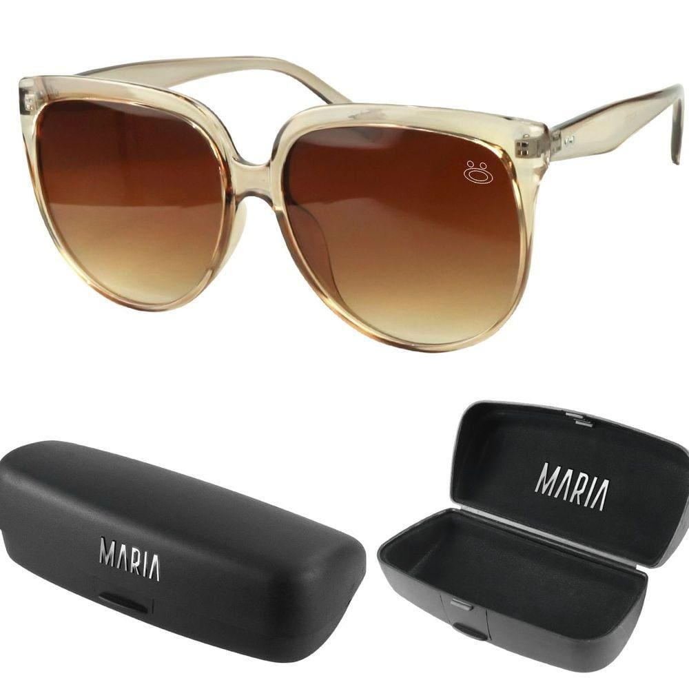 oculos sol vintage praia proteção uv feminino social + case transparente verão oval marrom