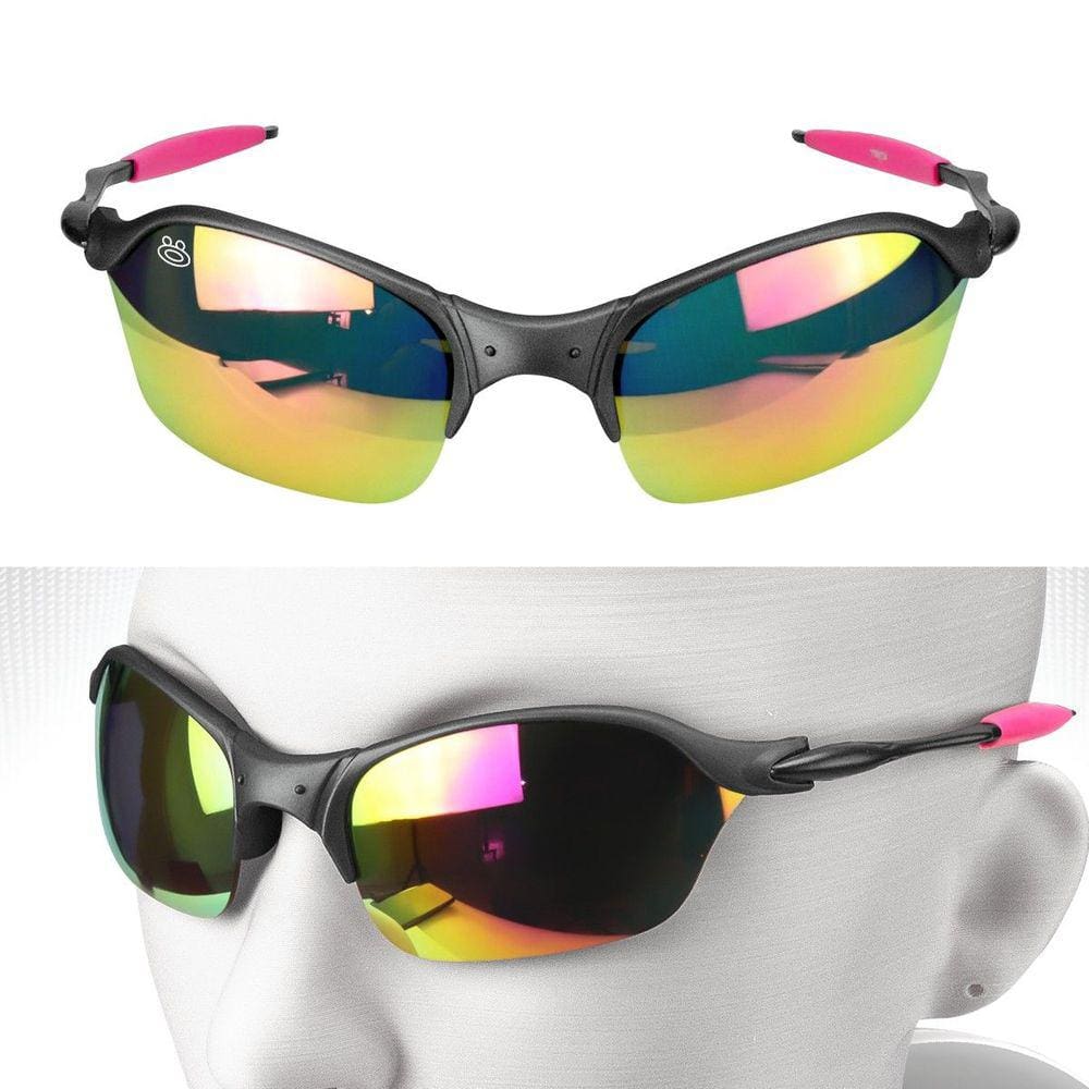 Oculos sol lupa metal masculino proteção uv praia + case qualidade premium spaceman casual