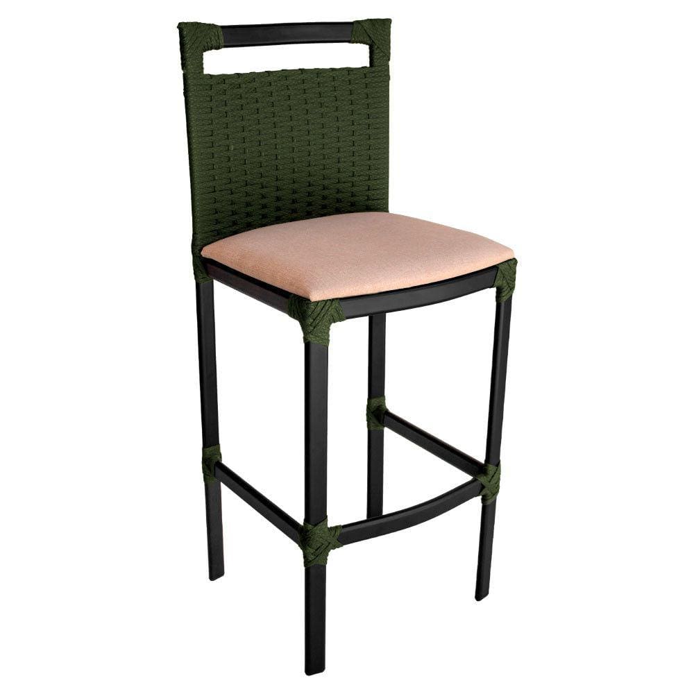 Banqueta Alta Vigor em Alumínio e Corda Náutica Verde