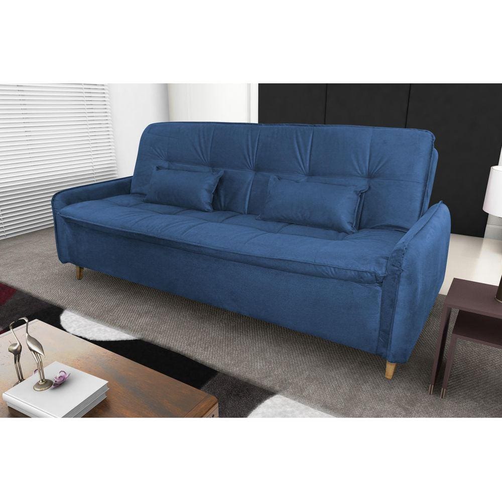 Sofá Cama Donna Suede Azul B254 - Matrix