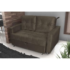 Sofá Cama Drika Veludo Marrom E426 - Matrix