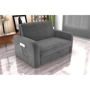 Sofá Cama Daiane Veludo Cinza E425 - Matrix