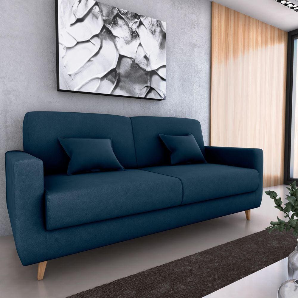 Sofá Cama Emilia Veludo Azul E433 - Matrix