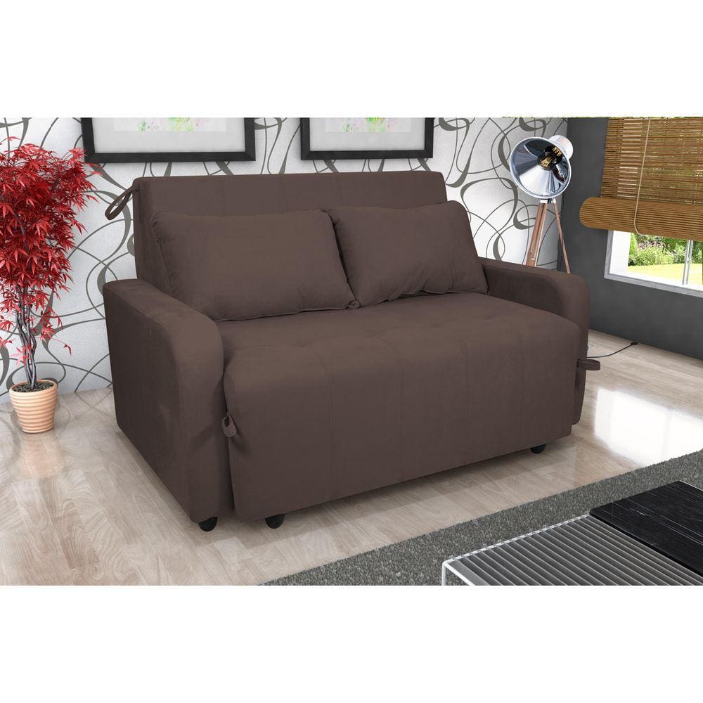 Sofá Cama Amora Suede Marrom B256 - Matrix