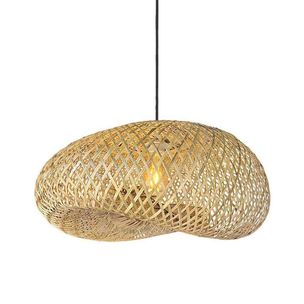 Kit 4 Pendente Bambu Fibra Natural Molusco Boho Mesa Nat61