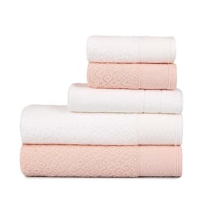 Jogo De Banho Atlantica Capri 5 Pçs Branco E Rosa