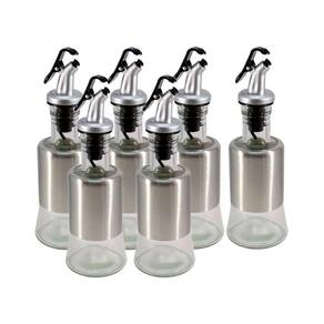 Kit 6 Azeiteiro Vinagreiro Recipiente em Vidro e Inox com Bico Dosador