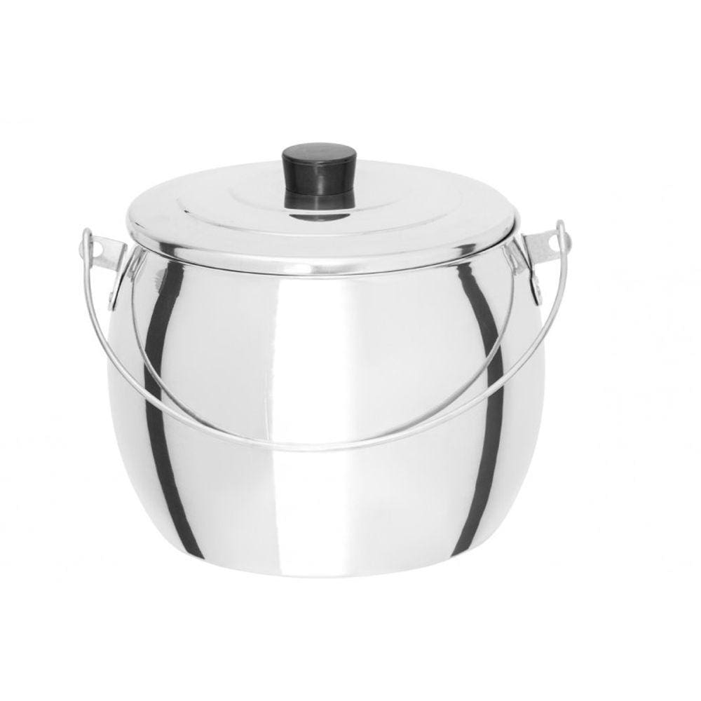 Caldeirão Bojudo Em Aluminio - Com Tampa - Capacidade 5,20 L - Caldeirão N° 18 - Diametro Da Boca 18,60Cm