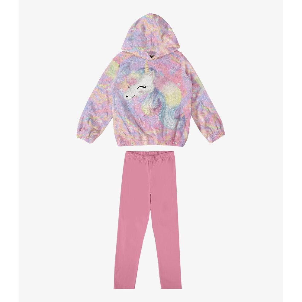 Conjunto inverno menina blusa e legging - unicórnio - Fleece