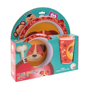 Kit Refeição Meus Melhores Amigos Art House Kids Cachorro Laranja 3 Itens