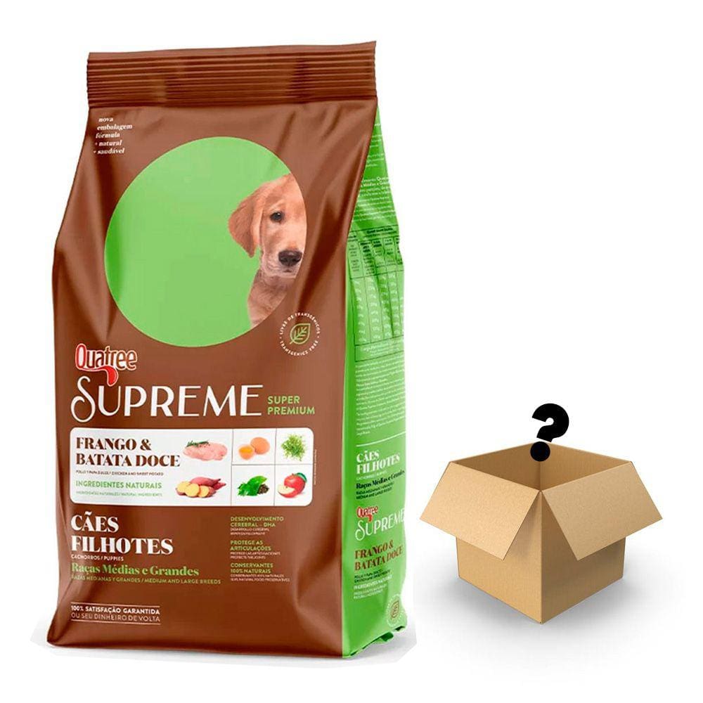 Ração Quatree Supreme Cães Filhotes Raças Médias e Grandes Frango e Batata Doce - 15kg + Surpresa