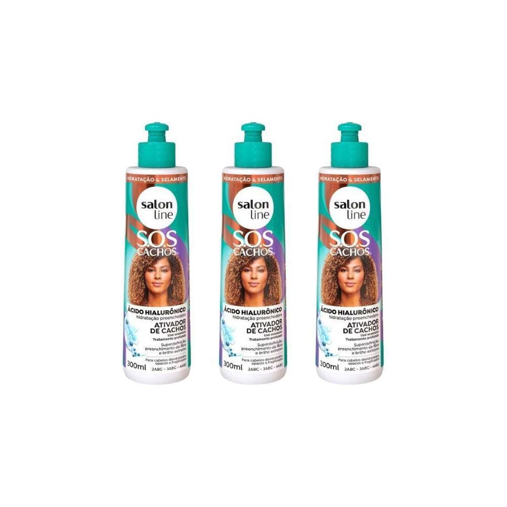 Ativador De Cachos Salon Line 300Ml Sos Cachos Hialur - 3Un