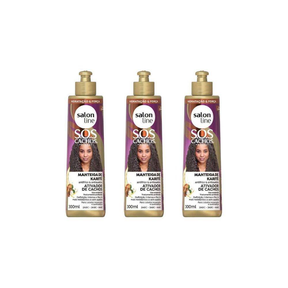 Ativador Cachos Salon Line 300Ml Sos Cachos Mant Karite- 3Un