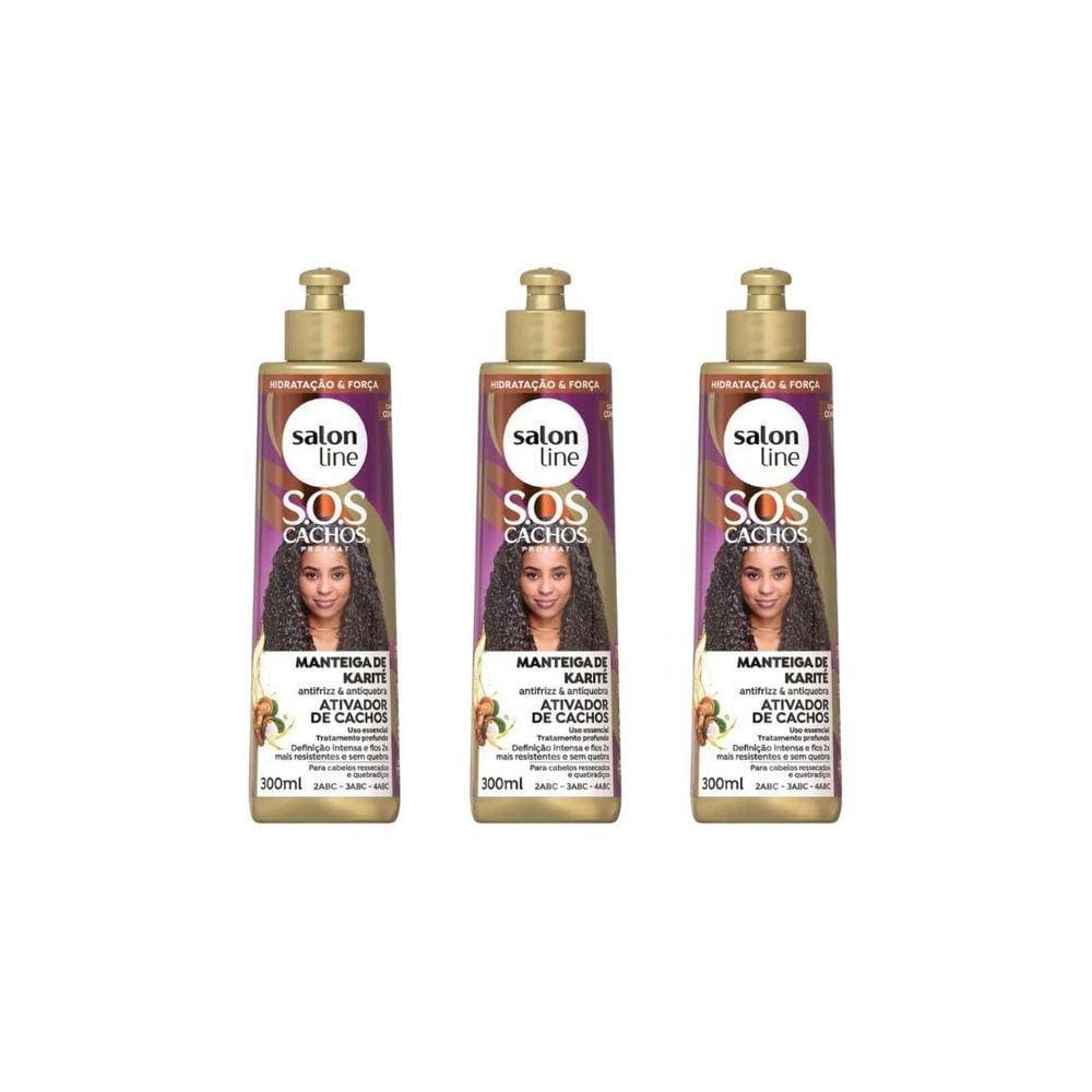 Ativador Cachos Salon Line 300Ml Sos Cachos Mant Karite- 3Un