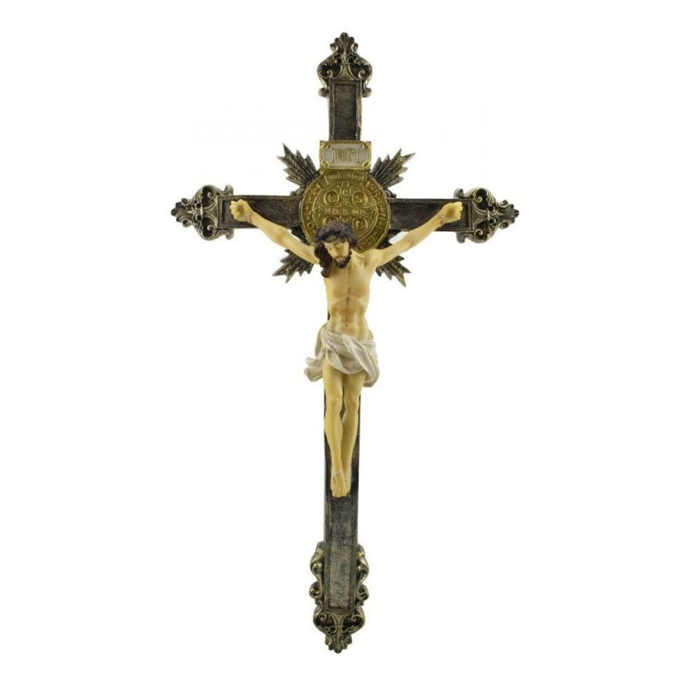 Crucifixo De Parede Grande Jesus Na Cruz Crucificado 49cm