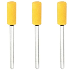 Kit 3 Ponta Montada Amarela 6Mm Abrasivo Fino Micro Retifica