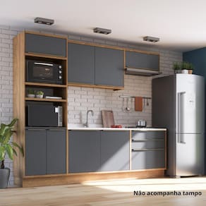 Cozinha Completa 5 Peças 8 Portas Viena Freijó / Grafito