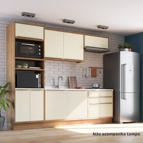 Cozinha Completa 5 Peças 8 Portas Viena Freijó / Cinza Argila