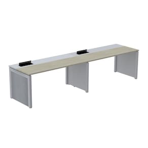 Mesa de Plataforma Simples para 2 Pessoas Corporativa 150x792/2p Pscpp150/792/2p Nogueira Casablanca/Cinza