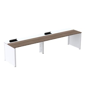 Mesa de Plataforma Simples para 2 Pessoas Corporativa 160x792/2p Pscpp160/792/2p Walnut/Branco