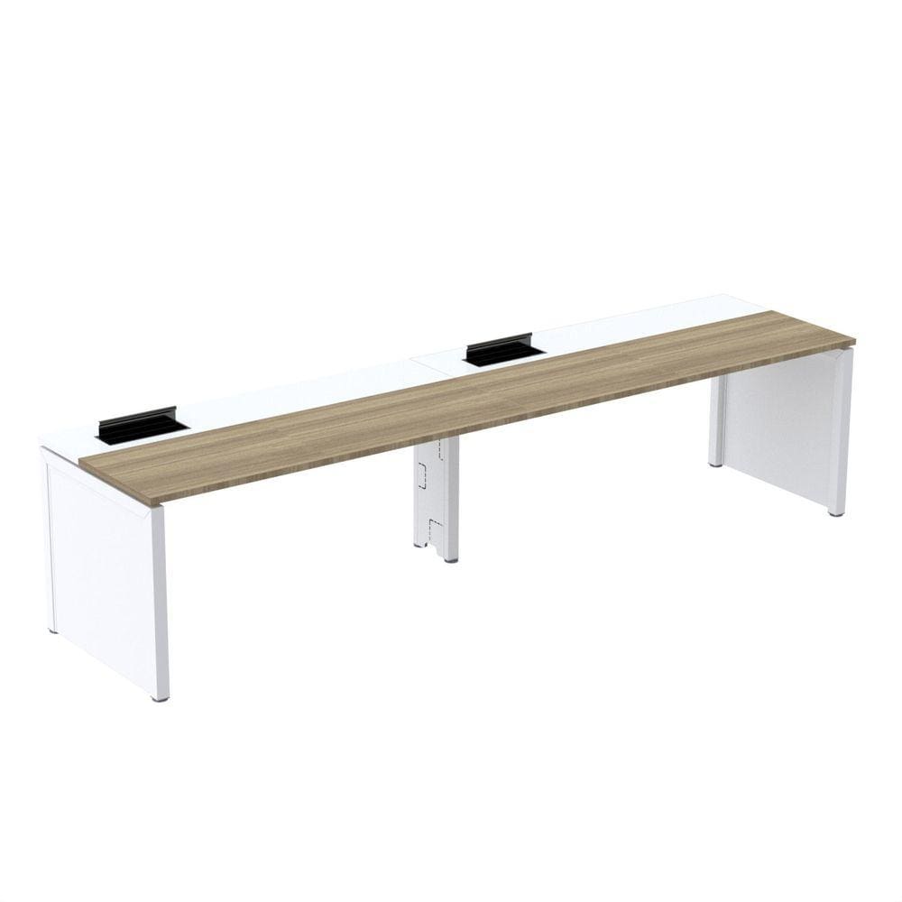 Mesa de Plataforma Simples para 2 Pessoas Corporativa 120x792/2p Pscpp120/792/2p Noce Naturalle/Branco