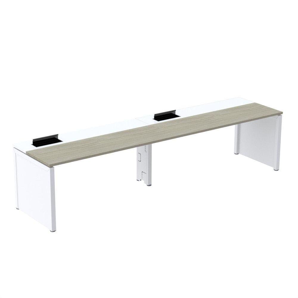 Mesa de Plataforma Simples para 2 Pessoas Corporativa 130x792/2p Pscpp130/792/2p Nogueira Casablanca/Branco