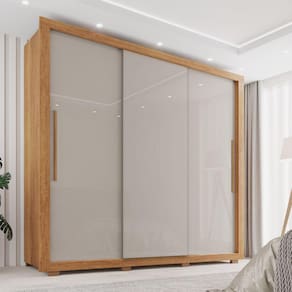 Guarda Roupa Casal 3 Portas 4 Gavetas Costa Rica Cinamomo / Off White