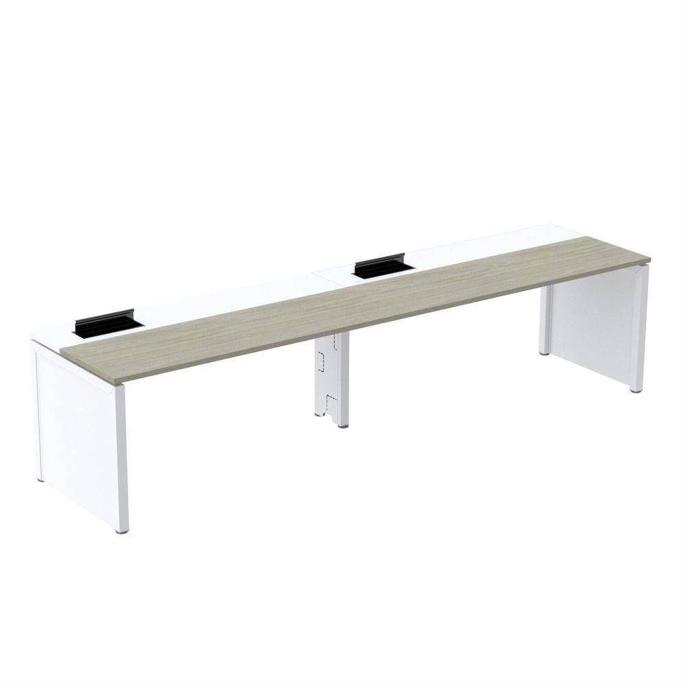 Mesa de Plataforma Simples para 2 Pessoas Corporativa 160x792/2p Pscpp160/792/2p Nogueira Casablanca/Branco