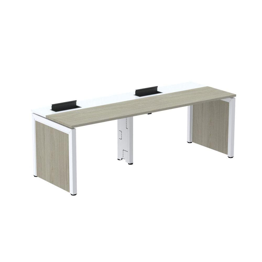 Mesa de Plataforma Simples para 2 Pessoas Corporativa 150x792/2p Pscpp150/792/2p Nogueira Casablanca/Branco