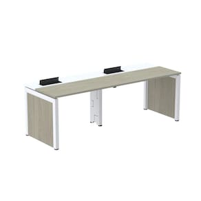 Escrivaninha Corporativa para 2 Pessoas 110x79,2cm Pscpp110 Nogueira Casablanca/Branco