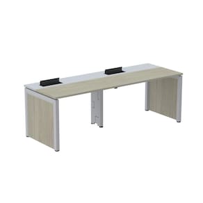Escrivaninha Corporativa para 2 Pessoas 130x79,2cm Pscpp130 Nogueira Casblanca/Cinza