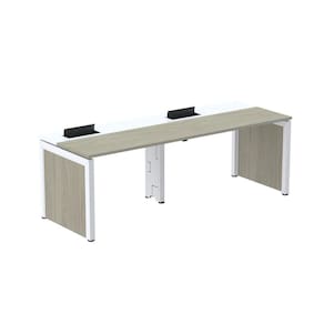 Escrivaninha Corporativa para 2 Pessoas 120x79,2cm Pscpp120 Nogueira Casablanca/Branco