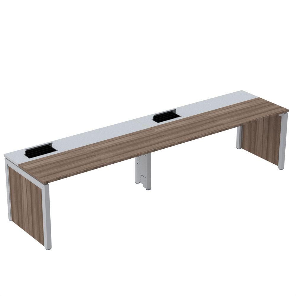 Mesa de Plataforma Simples para 2 Pessoas Corporativa 150x792/2p Pscpp150/792/2p Walnut/Cinza