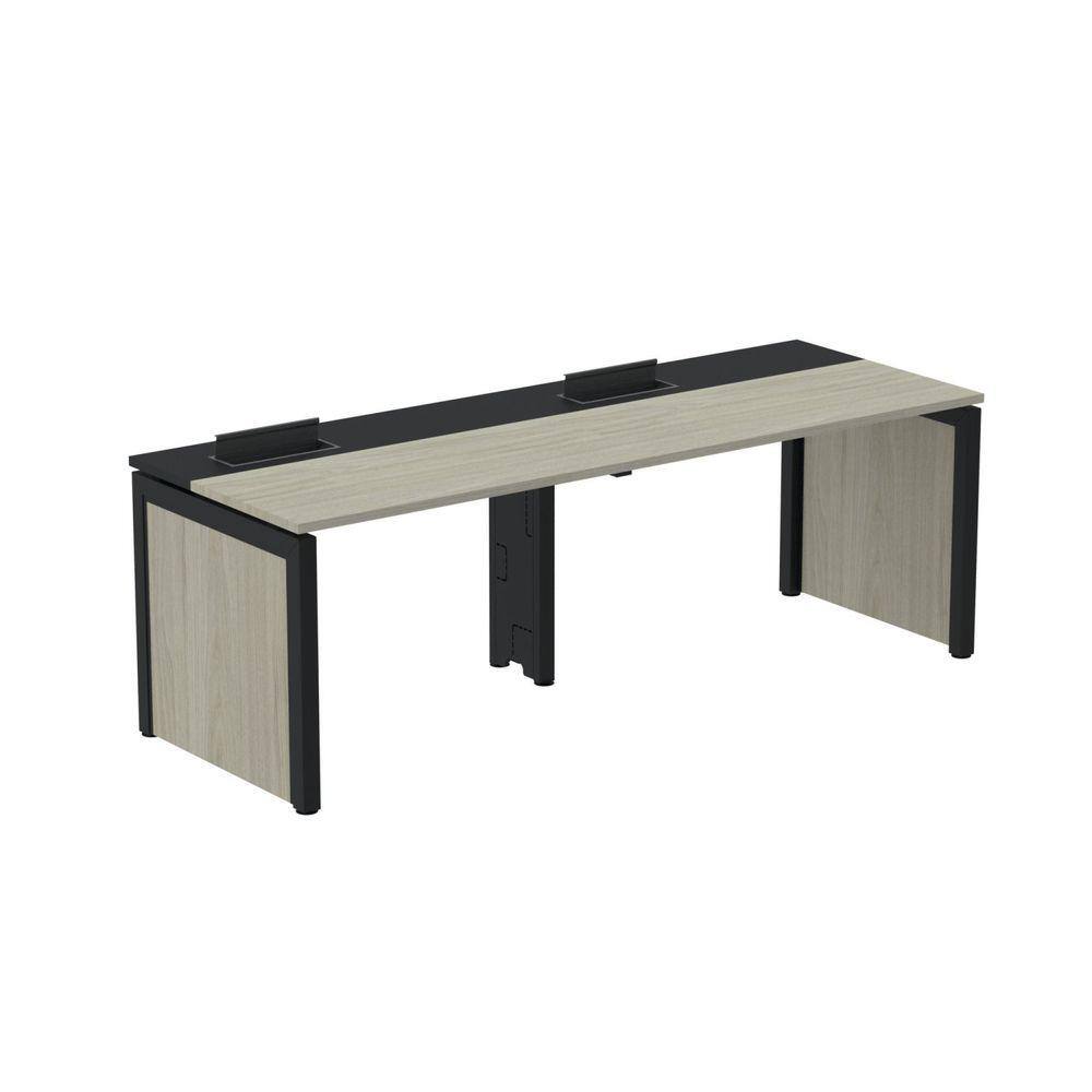 Mesa de Plataforma Simples para 2 Pessoas Corporativa 160x792/2p Pscpp160/792/2p Noce Naturalle/Preto