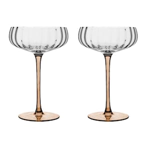 Conjunto 2 Taças Coupe de Vidro com Haste Âmbar Classic 280ml - Wolff