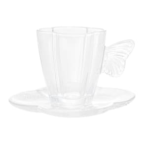 Conjunto 4 Xícaras de Café de Vidro com Pires Butterfly 80ml - Wolff