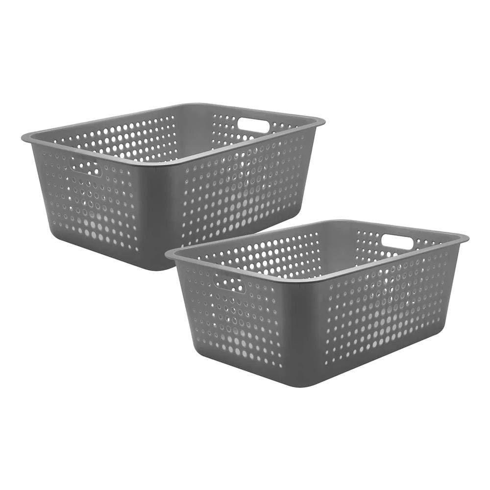 Kit 2 Cesta Organizadora Maxi 40L Cinza - Ou