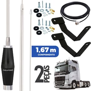 2 Antena Px Mini Maria Mole Inox 1,40m Alongador 25cm Cabo 5,5m Volvo Fh Parafusos Anti-furto