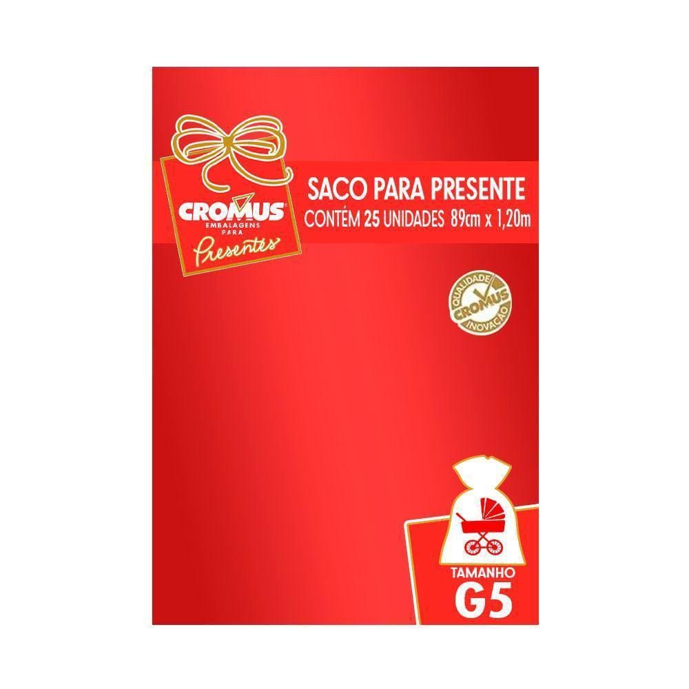Saco Presente 90X120 Metalizado Vermelho 25Un Cromus