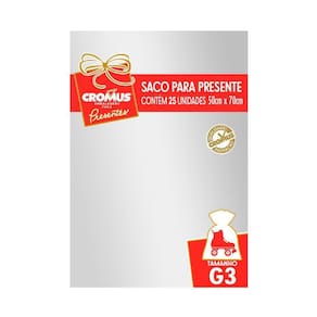 Saco Presente 50X70 Metalizado Prata 25Un Cromus