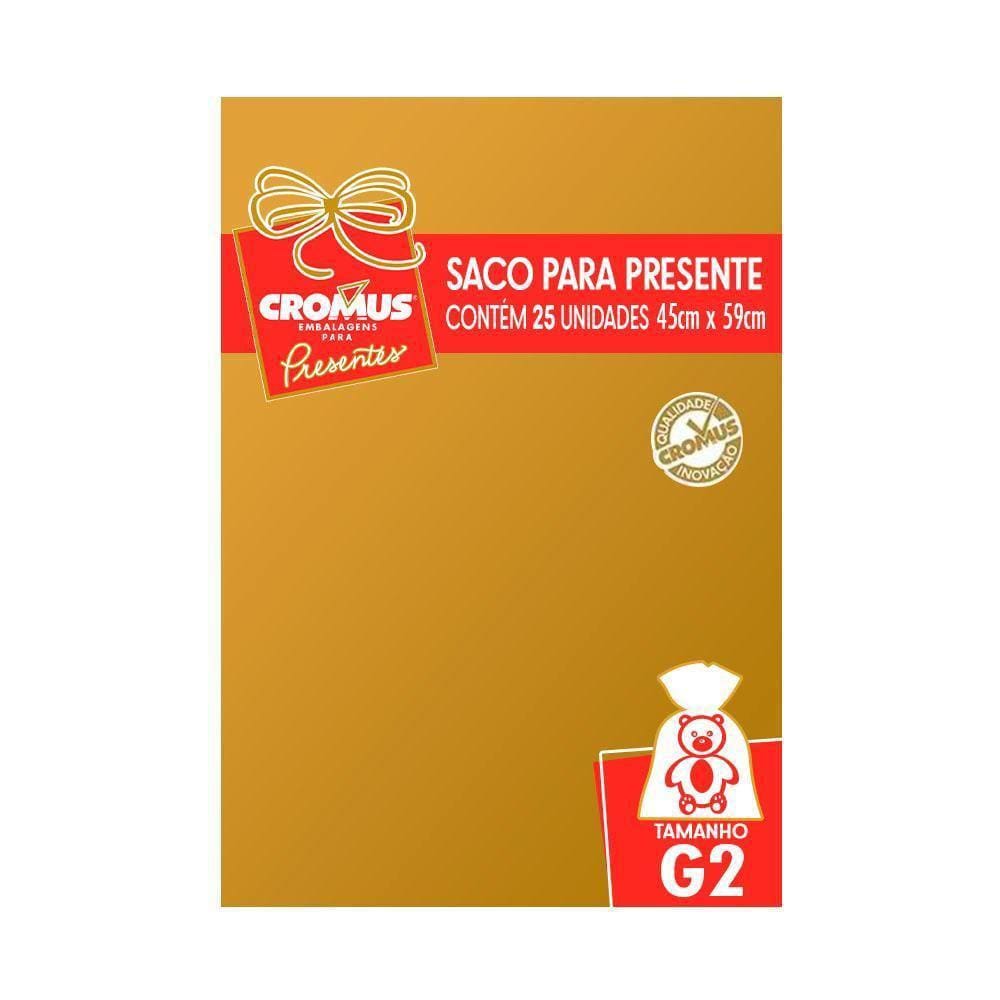 Saco Presente 45X60 Metalizado Dourado 25Un Cromus