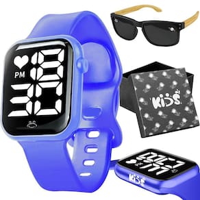 Relógio Digital Infantil + Caixa Presente Pulseira Ajustavel