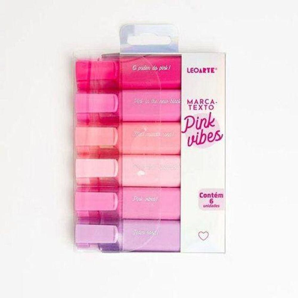 Marca texto Pink Vibes 6 cores Leoarte 96154