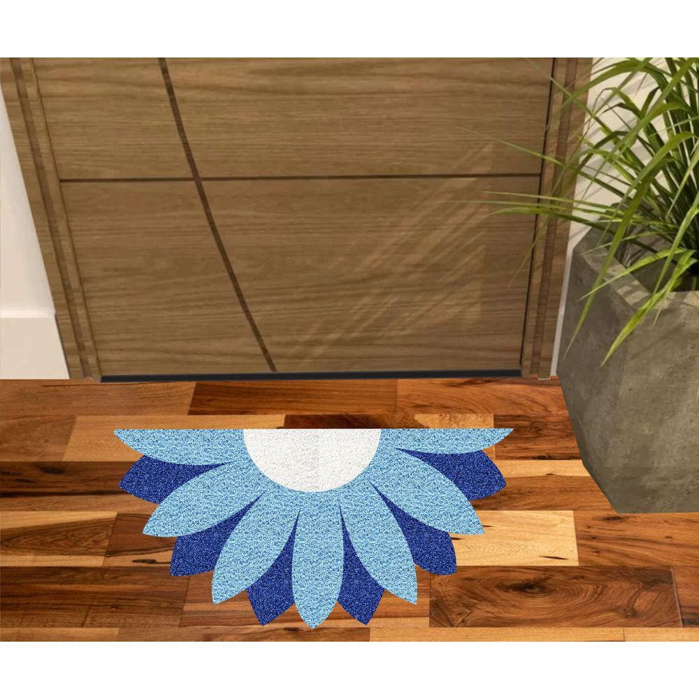 Capacho Tapete Flor Margarida Azul No Formato Para Salas Quartos e Porta de Entrada