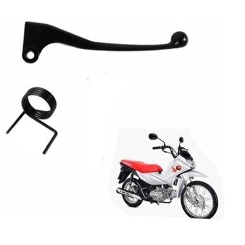 Kit Manete Preto Freio Lona Cbs + Mola Do Retorno-Pop 100I