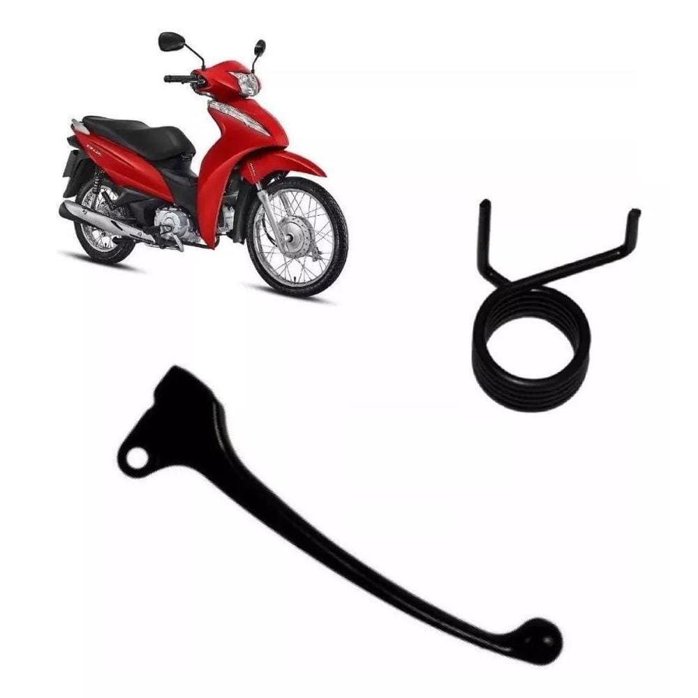 Kit Manete Preto Freio Lona Cbs + Mola Do Retorno-Biz110I