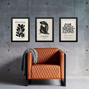 Kit 3 Quadros Arte Matisse Preto E Nude 45X34Cm - Com Vidro