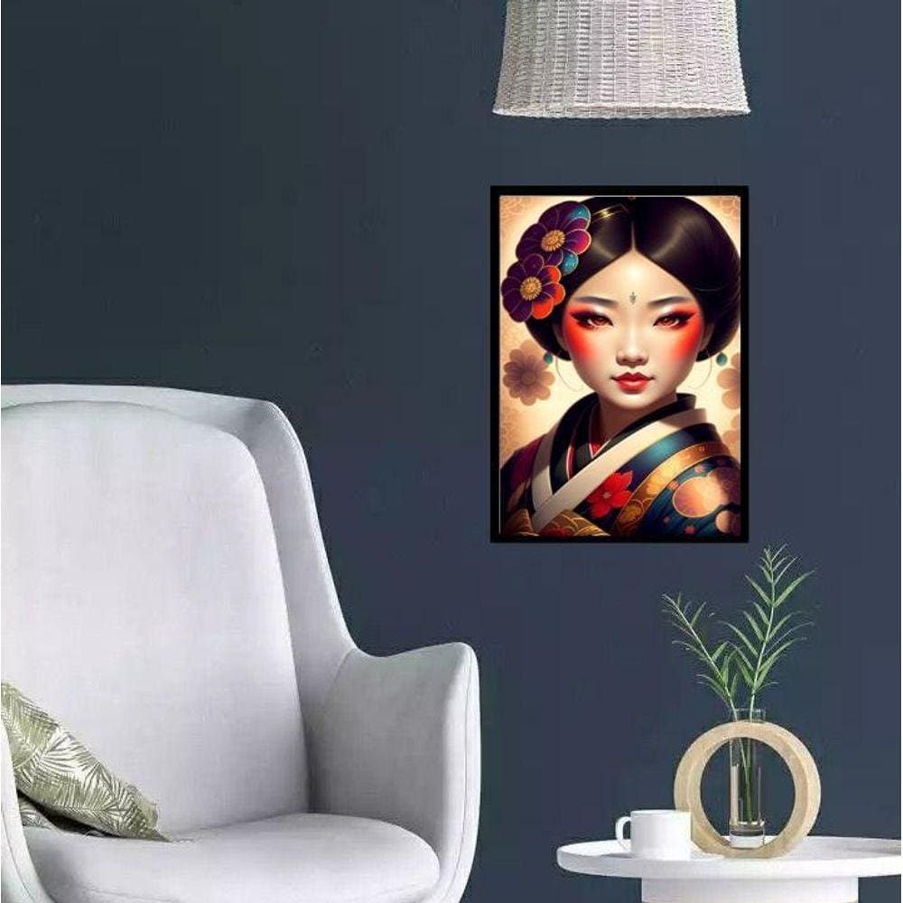 Quadro Japonesa Gueixa 33X24Cm - Com Vidro