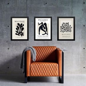 Kit 3 Quadros Matisse Picasso Preto E Nude 33X24Cm - Vidro
